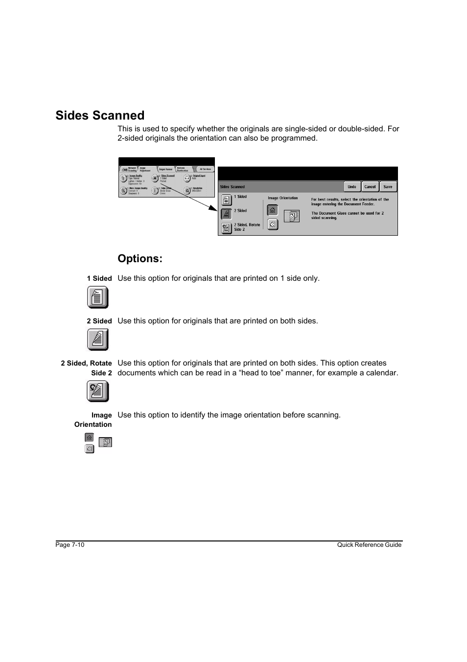 Sides scanned, Options, Sides scanned -10 | Xerox WorkCentre M45-4033 User Manual | Page 139 / 189