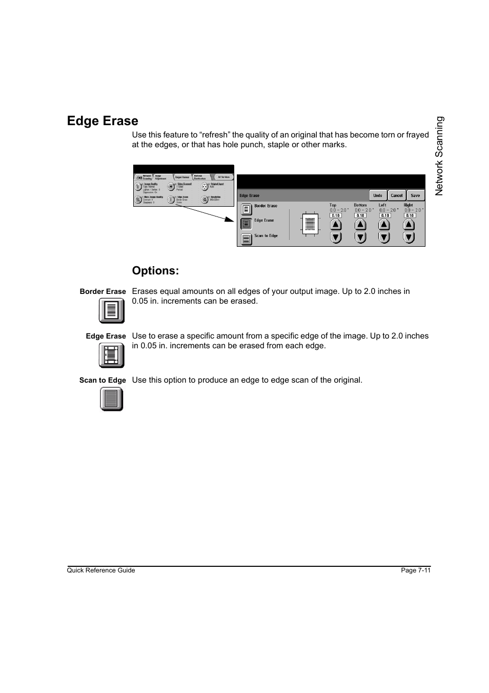 Edge erase, Options, Edge erase -11 | Xerox WorkCentre M45-4033 User Manual | Page 140 / 189