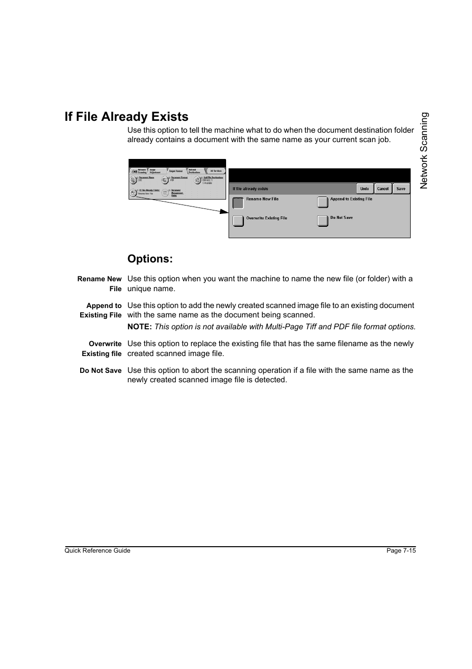 If file already exists, Options, If file already exists -15 | Xerox WorkCentre M45-4033 User Manual | Page 144 / 189