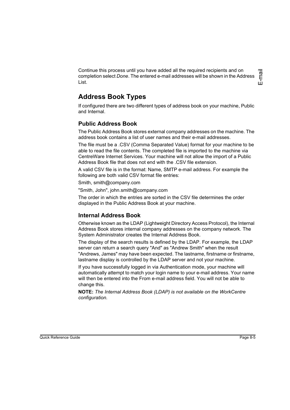 Address book types | Xerox WorkCentre M45-4033 User Manual | Page 154 / 189