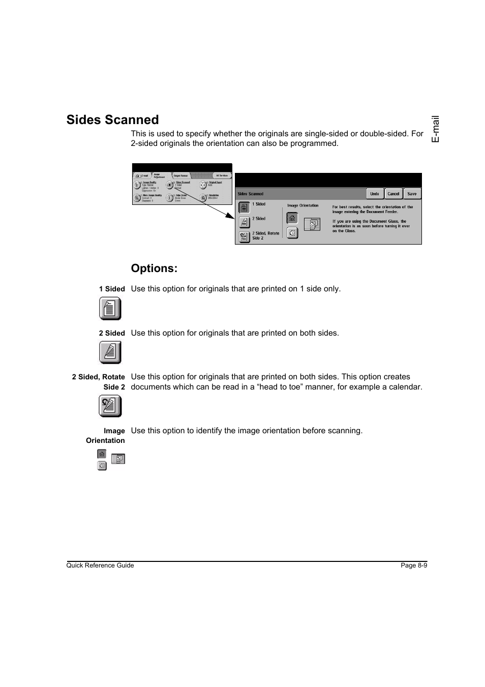 Sides scanned, Options, Sides scanned -9 | Xerox WorkCentre M45-4033 User Manual | Page 158 / 189