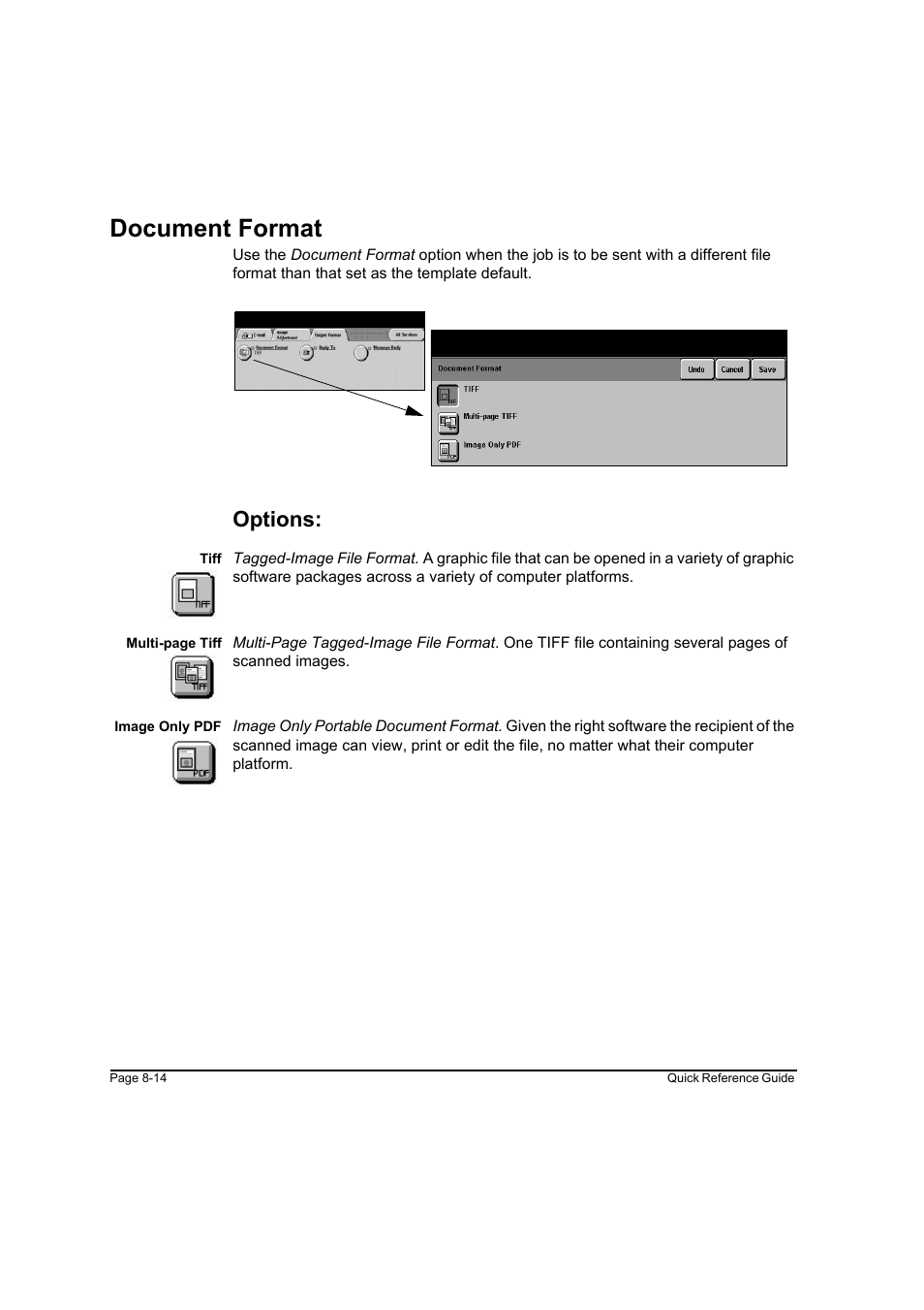 Document format, Options, Document format -14 | Xerox WorkCentre M45-4033 User Manual | Page 163 / 189