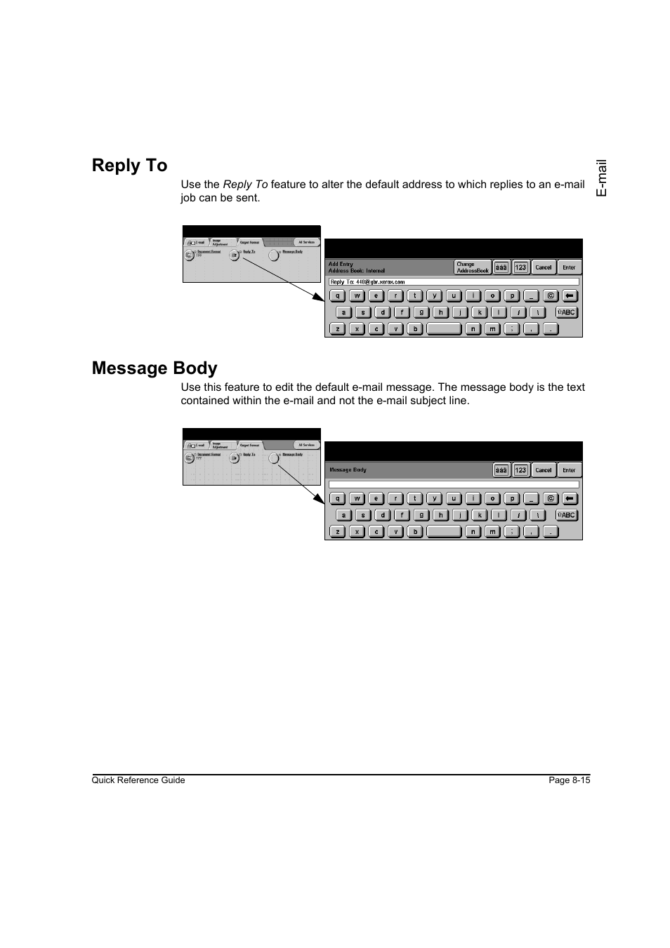 Reply to, Message body, Reply to -15 message body -15 | Xerox WorkCentre M45-4033 User Manual | Page 164 / 189