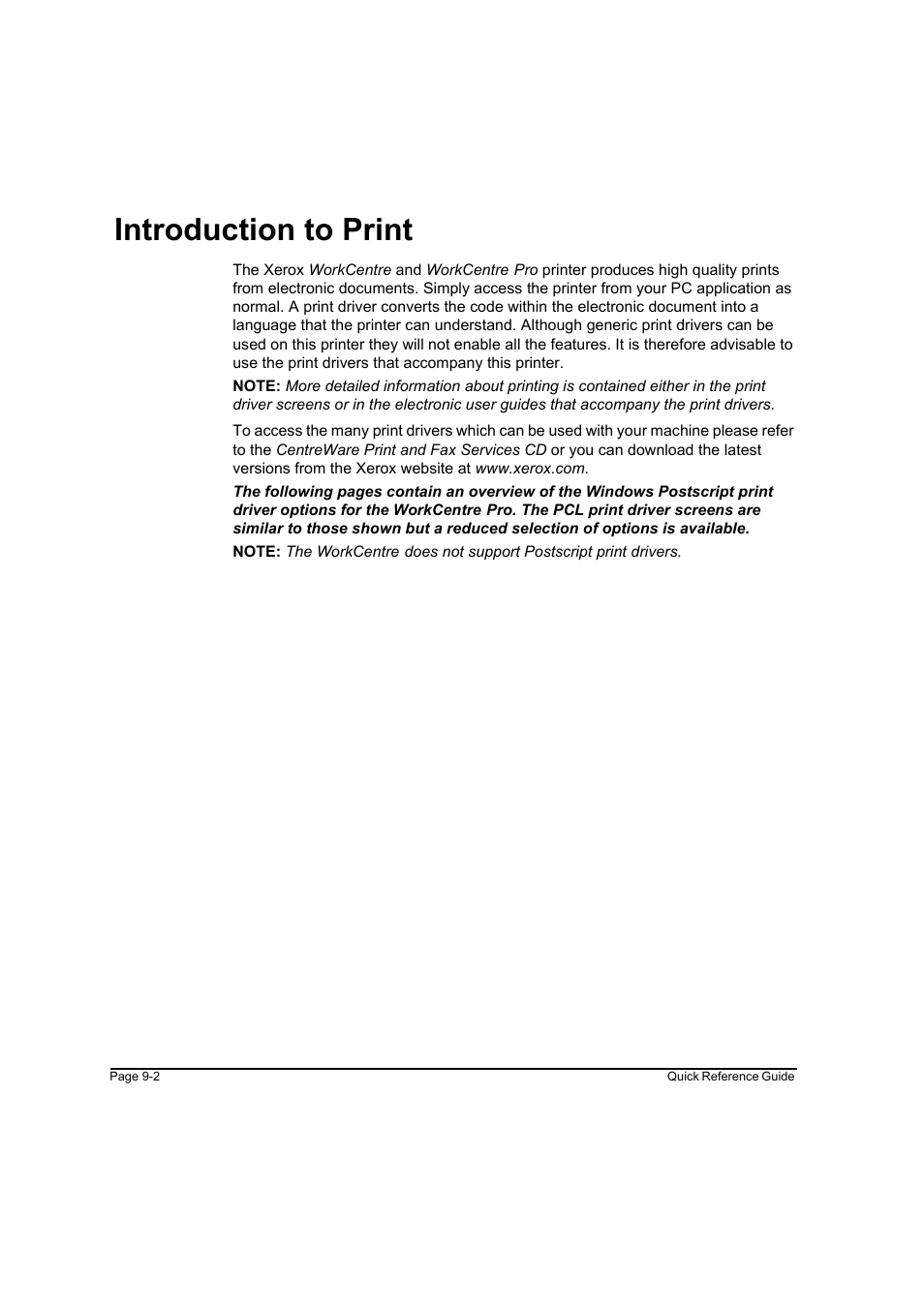 Introduction to print, Introduction to print -2 | Xerox WorkCentre M45-4033 User Manual | Page 167 / 189