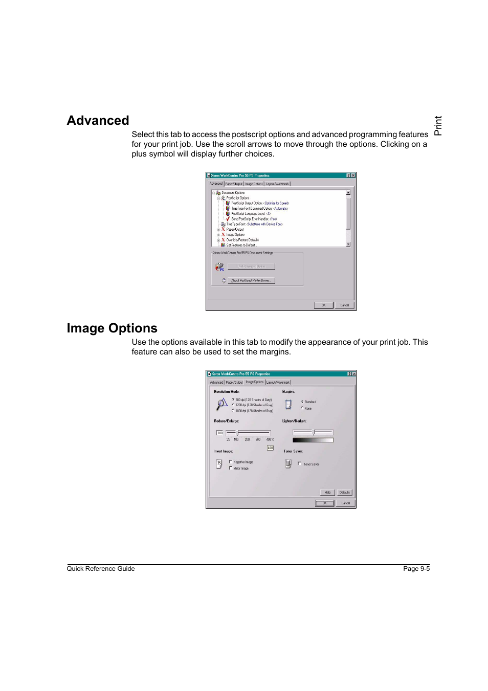 Advanced, Image options, Advanced -5 image options -5 | Xerox WorkCentre M45-4033 User Manual | Page 170 / 189