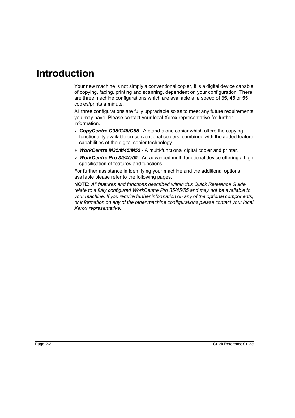 Introduction, Introduction -2 | Xerox WorkCentre M45-4033 User Manual | Page 27 / 189