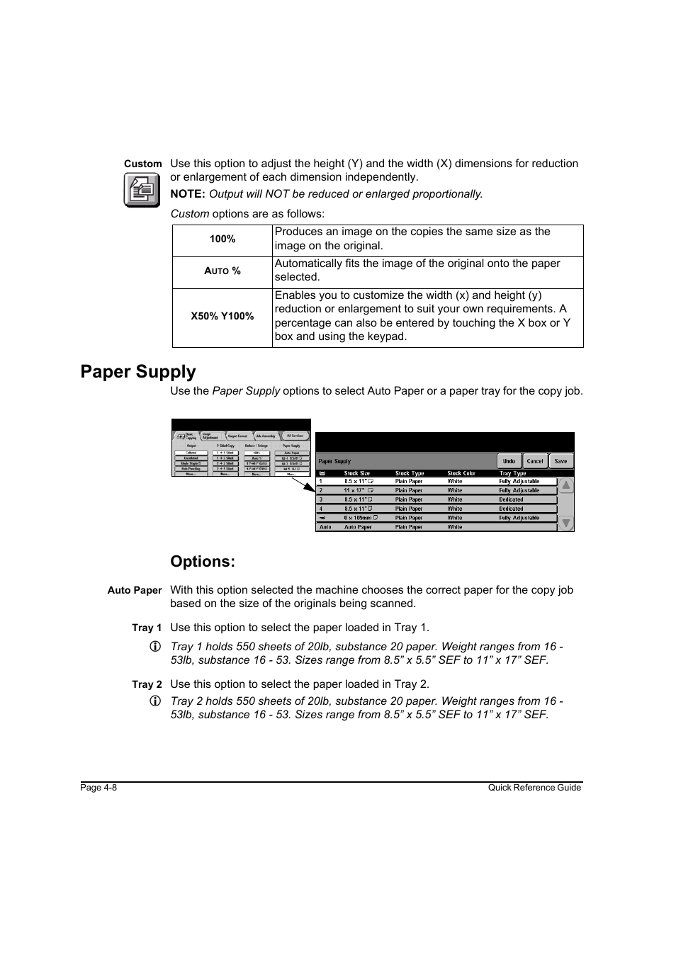 Paper supply, Options, Paper supply -8 | Xerox WorkCentre M45-4033 User Manual | Page 57 / 189