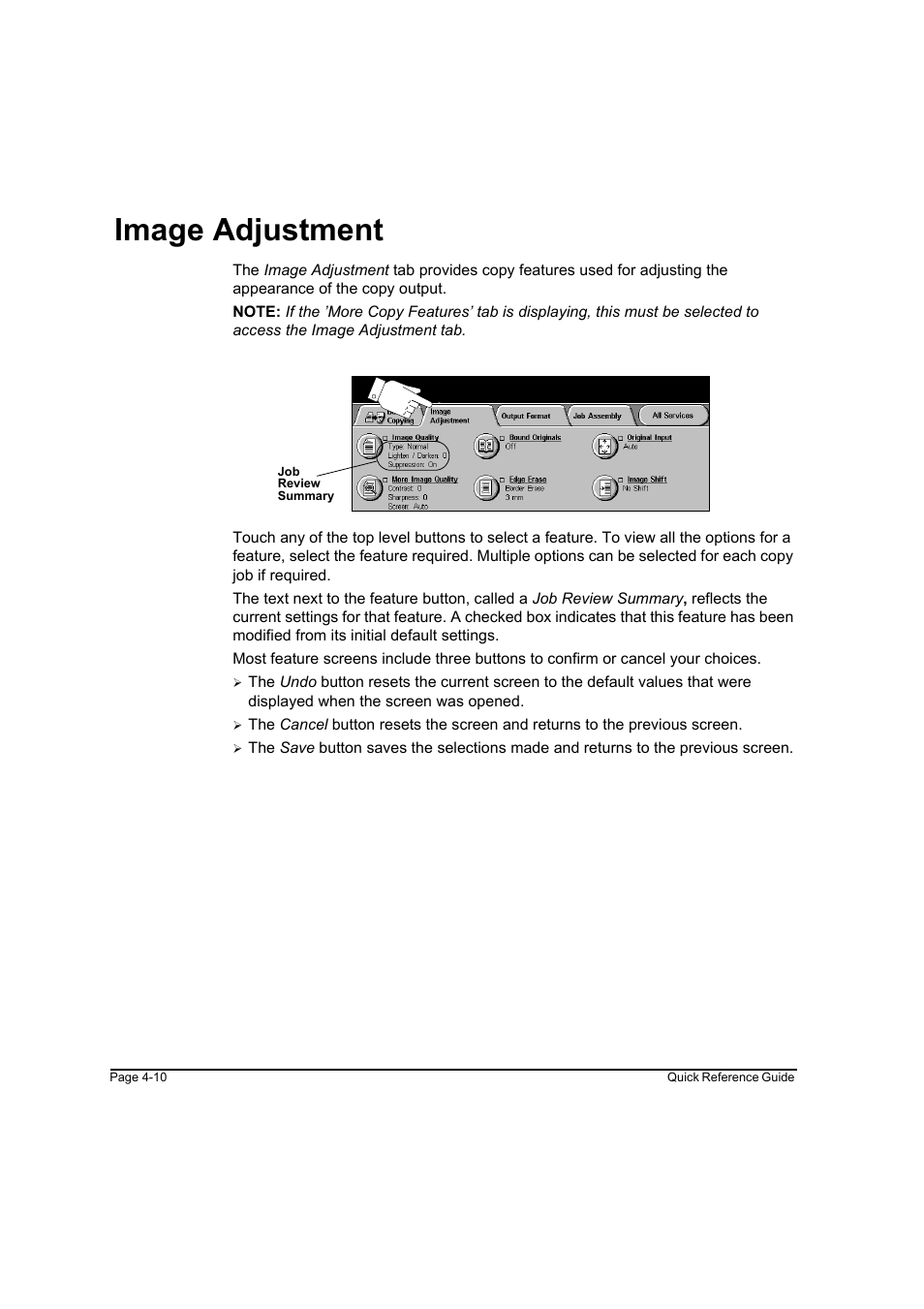 Image adjustment, Image adjustment -10 | Xerox WorkCentre M45-4033 User Manual | Page 59 / 189