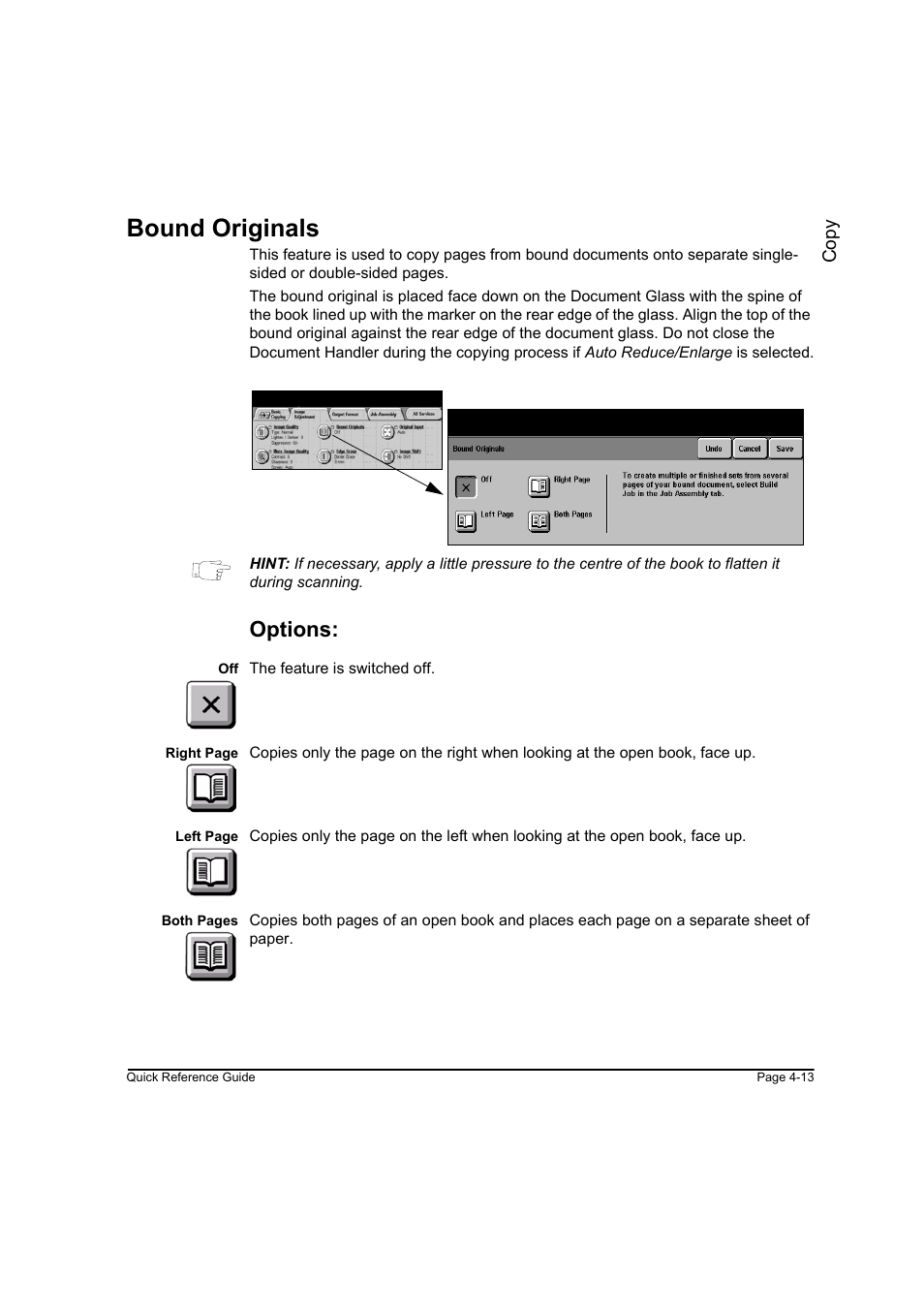 Bound originals, Options, Bound originals -13 | Xerox WorkCentre M45-4033 User Manual | Page 62 / 189