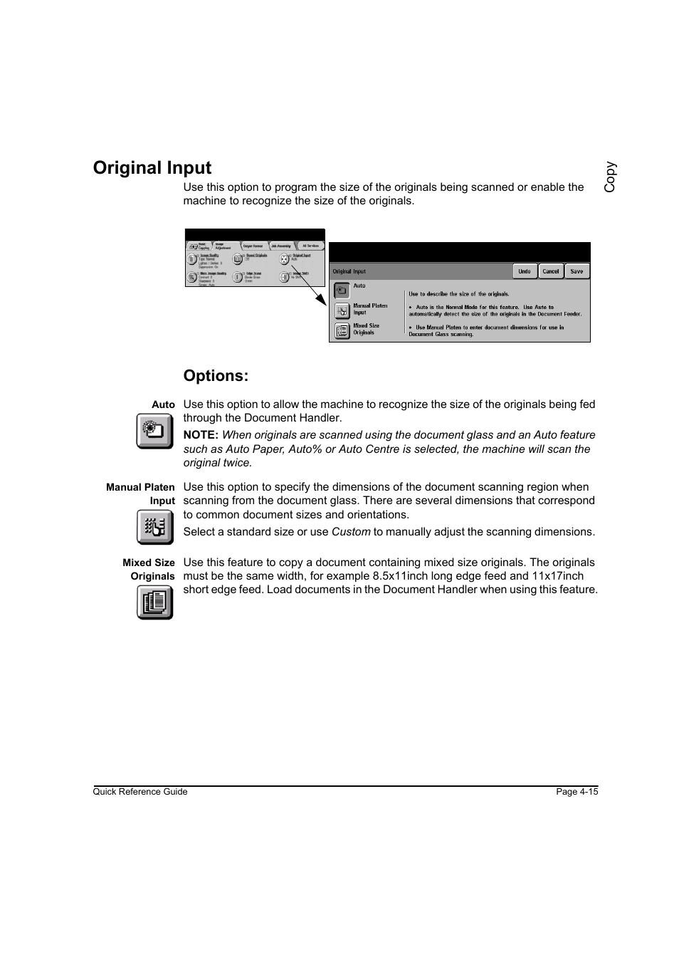 Original input, Options, Original input -15 | Xerox WorkCentre M45-4033 User Manual | Page 64 / 189