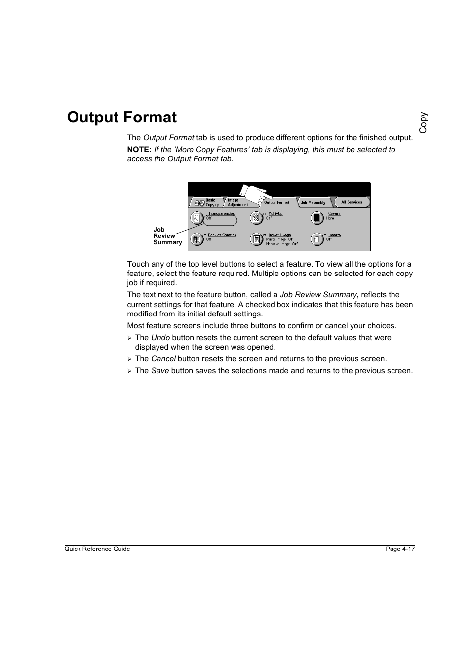 Output format, Output format -17, Co py | Xerox WorkCentre M45-4033 User Manual | Page 66 / 189