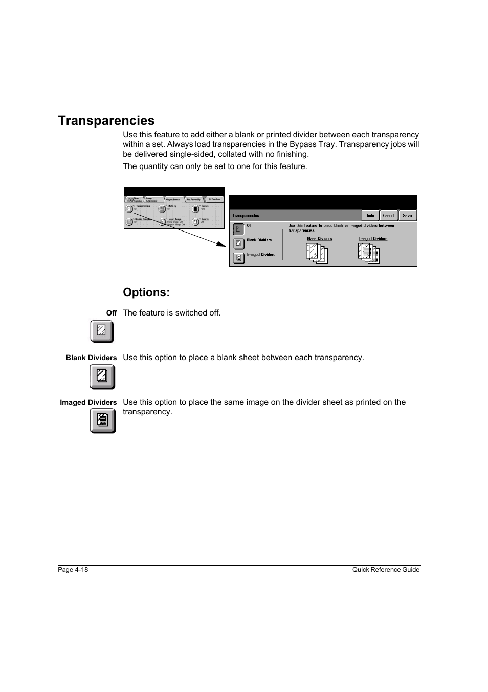 Transparencies, Options, Transparencies -18 | Xerox WorkCentre M45-4033 User Manual | Page 67 / 189