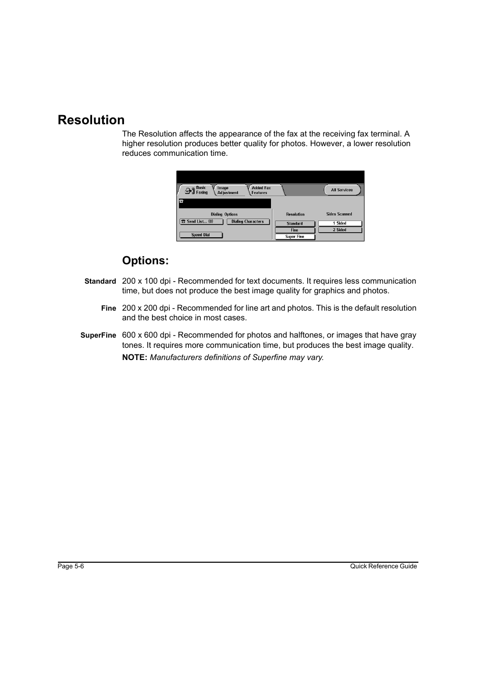 Resolution, Options, Resolution -6 | Xerox WorkCentre M45-4033 User Manual | Page 85 / 189