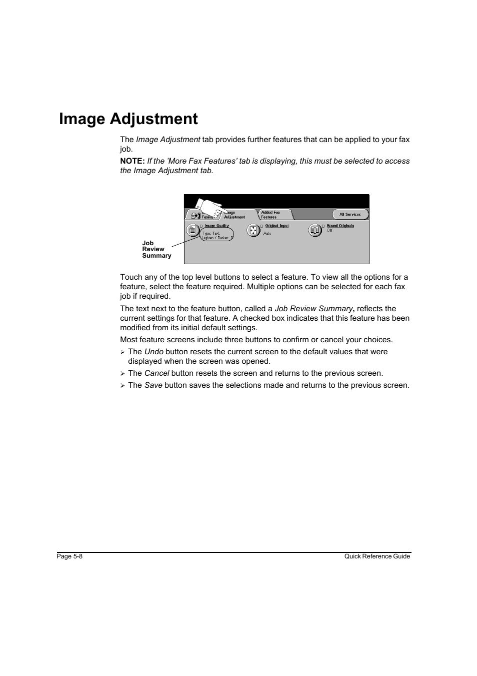 Image adjustment, Image adjustment -8 | Xerox WorkCentre M45-4033 User Manual | Page 87 / 189