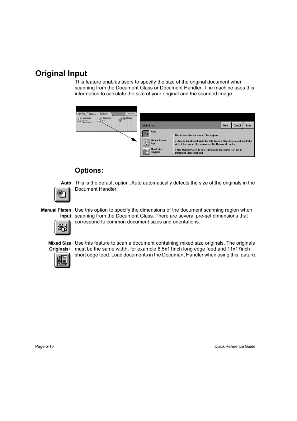 Original input, Options, Original input -10 | Xerox WorkCentre M45-4033 User Manual | Page 89 / 189