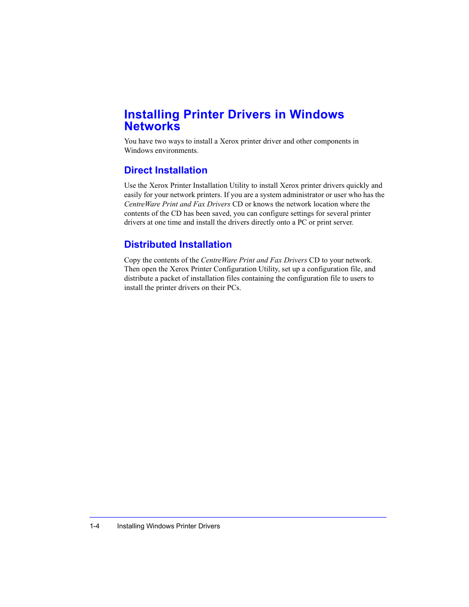 Installing printer drivers in windows networks | Xerox WorkCentre M35-4011 User Manual | Page 20 / 75