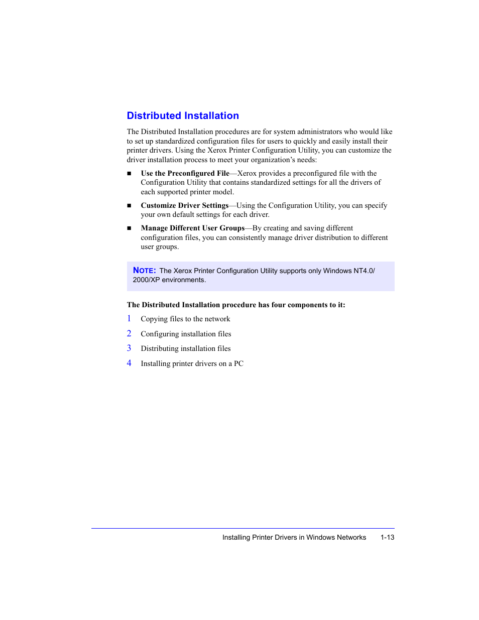 Distributed installation, Distributed installation -13 | Xerox WorkCentre M35-4011 User Manual | Page 29 / 75