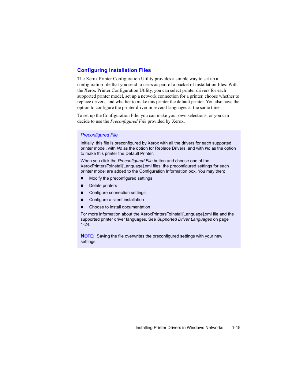 Configuring installation files, Configuring installation files -15 | Xerox WorkCentre M35-4011 User Manual | Page 31 / 75