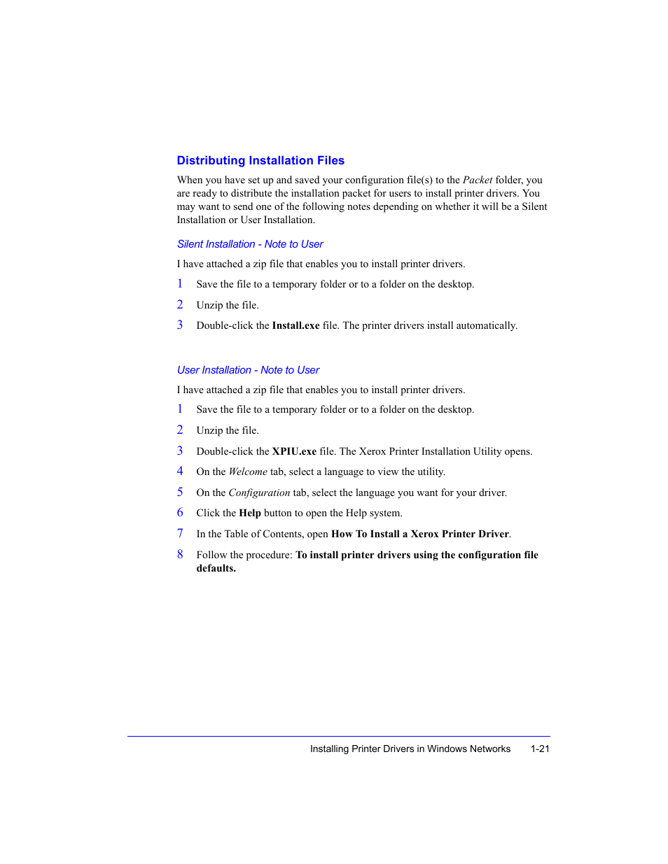 Distributing installation files, Distributing installation files -21 | Xerox WorkCentre M35-4011 User Manual | Page 37 / 75