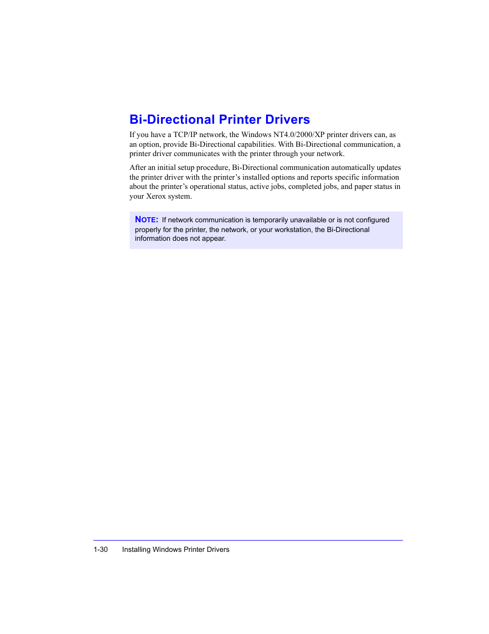 Bi-directional printer drivers | Xerox WorkCentre M35-4011 User Manual | Page 46 / 75