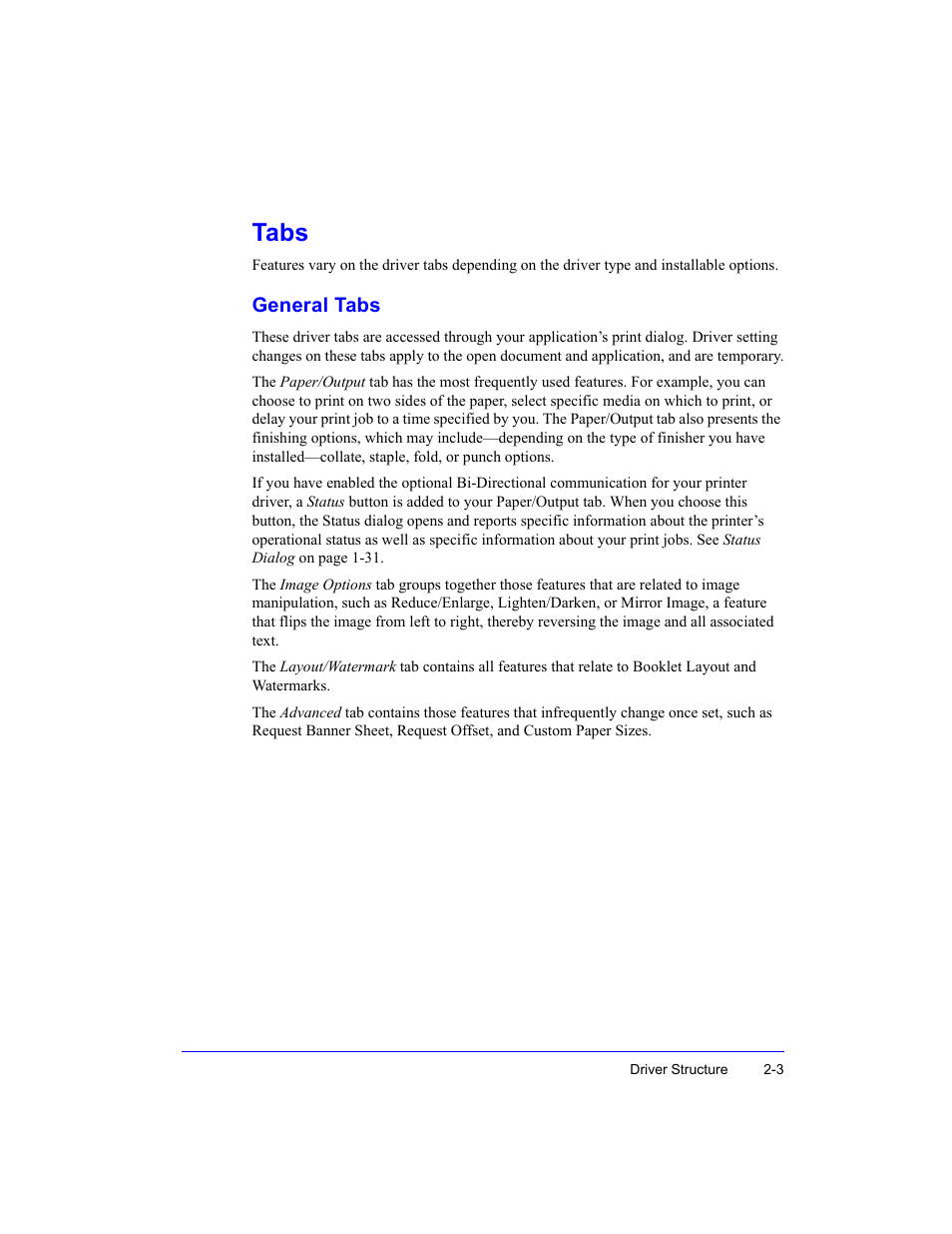 General tabs, General tabs -3, Tabs | Xerox WorkCentre M35-4011 User Manual | Page 53 / 75