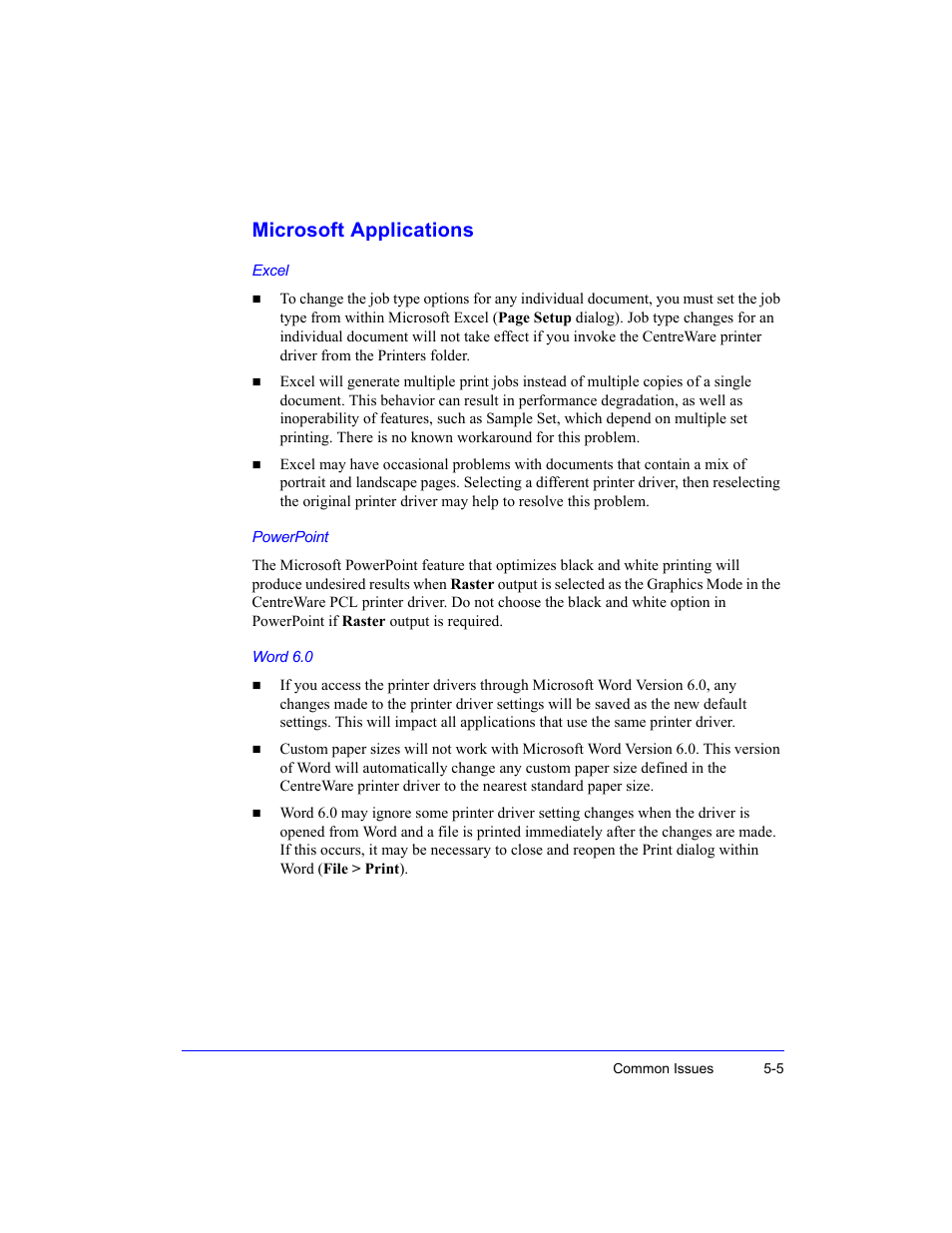 Microsoft applications, Microsoft applications -5 | Xerox WorkCentre M35-4011 User Manual | Page 69 / 75