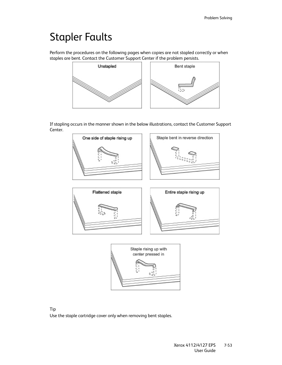 Stapler faults, Stapler faults -53 | Xerox 4112-4127 Enterprise Printing System-4612 User Manual | Page 155 / 224