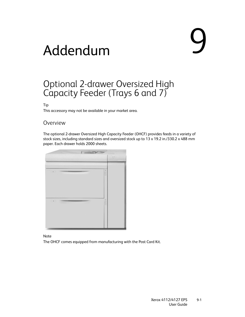 Addendum, Overview, Addendum -1 | Overview -1 | Xerox 4112-4127 Enterprise Printing System-4612 User Manual | Page 177 / 224