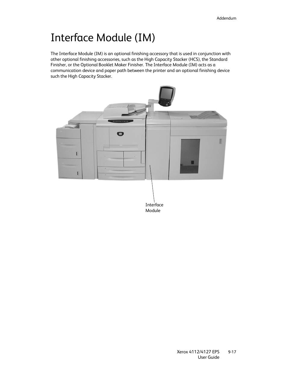 Interface module (im), Interface module (im) -17 | Xerox 4112-4127 Enterprise Printing System-4612 User Manual | Page 193 / 224