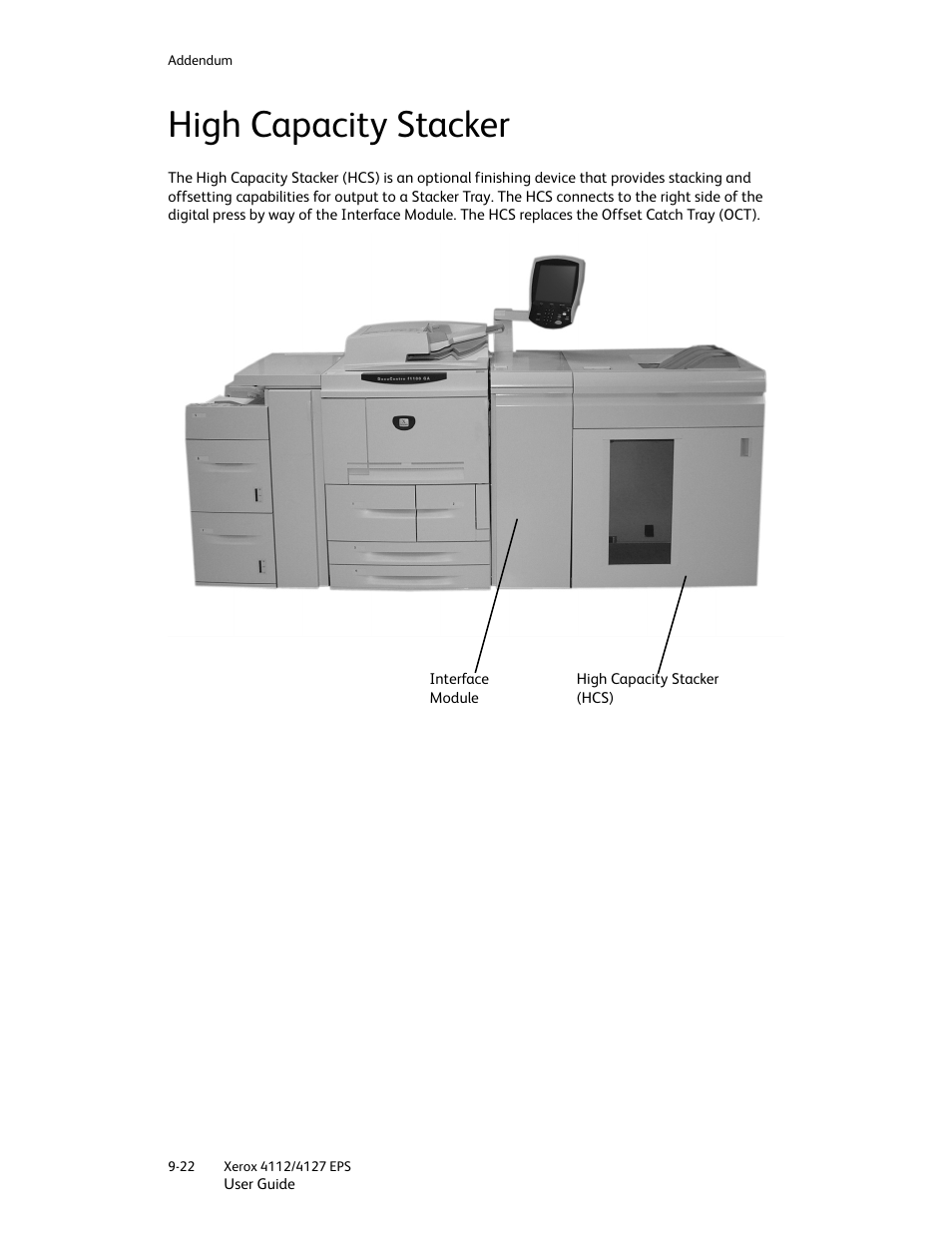 High capacity stacker, High capacity stacker -22 | Xerox 4112-4127 Enterprise Printing System-4612 User Manual | Page 198 / 224