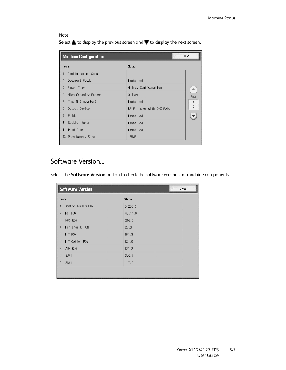 Software version, Software version -3 | Xerox 4112-4127 Enterprise Printing System-4612 User Manual | Page 63 / 224