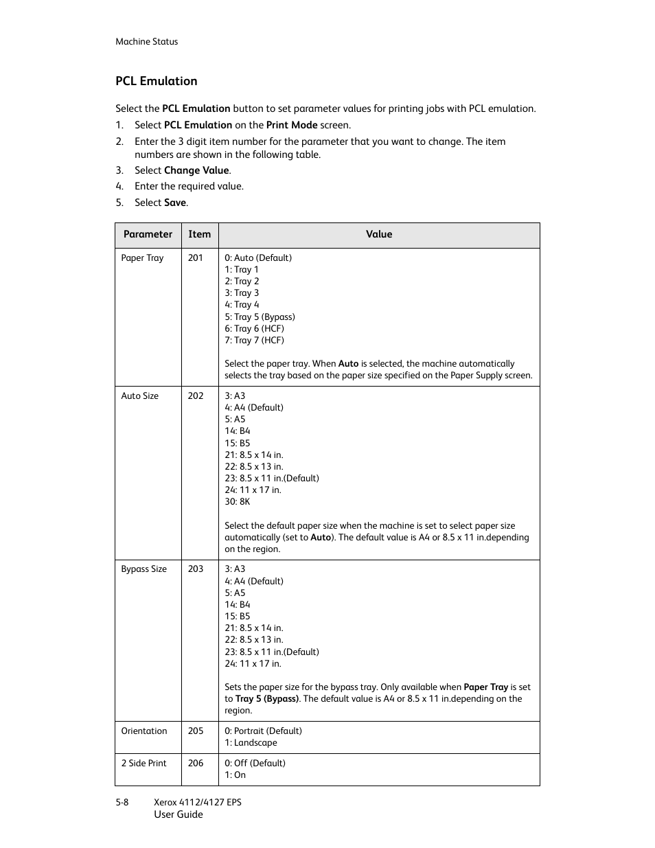 Pcl emulation, Pcl emulation -8 | Xerox 4112-4127 Enterprise Printing System-4612 User Manual | Page 68 / 224