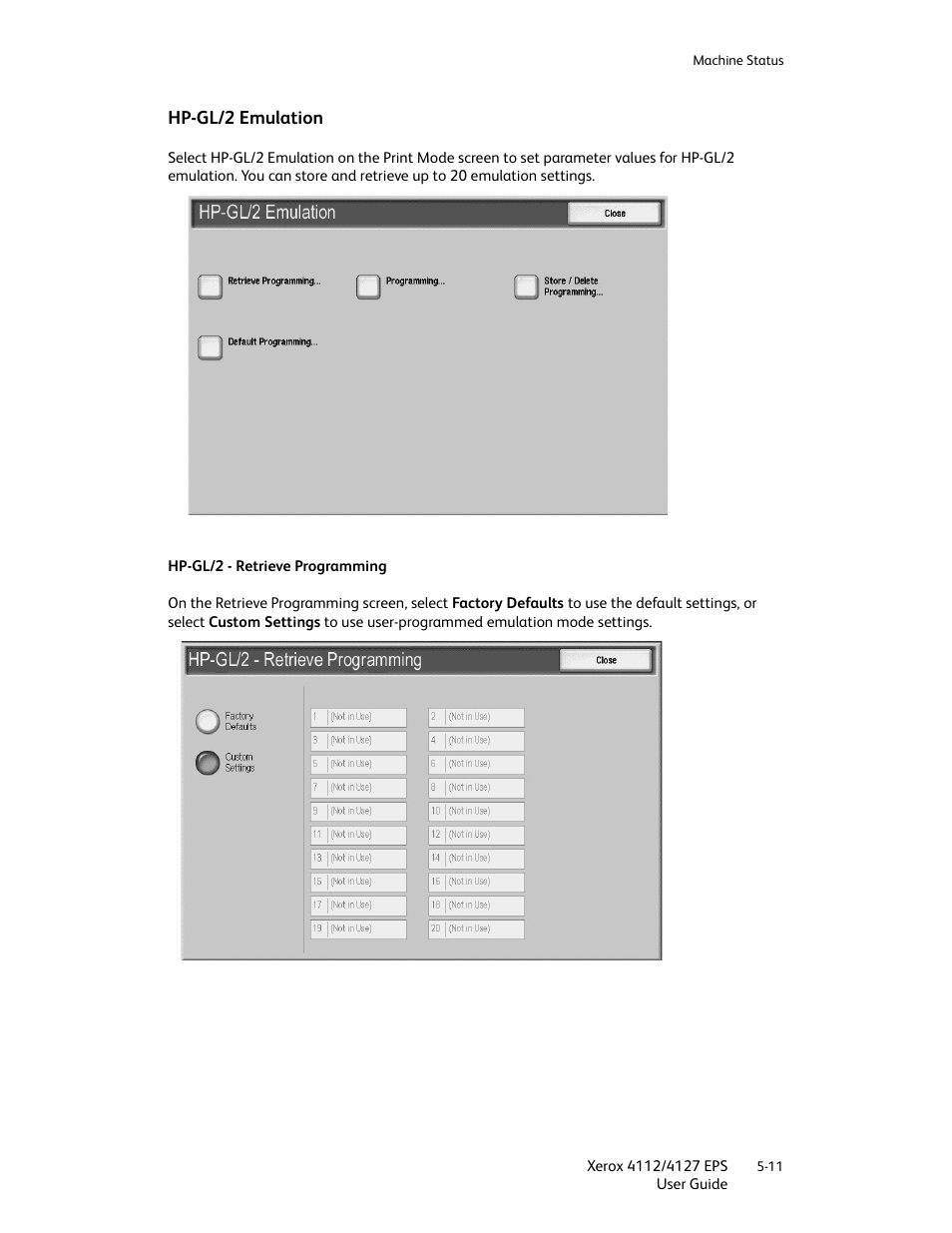 Hp-gl/2 emulation, Hp-gl/2 emulation -11 | Xerox 4112-4127 Enterprise Printing System-4612 User Manual | Page 71 / 224