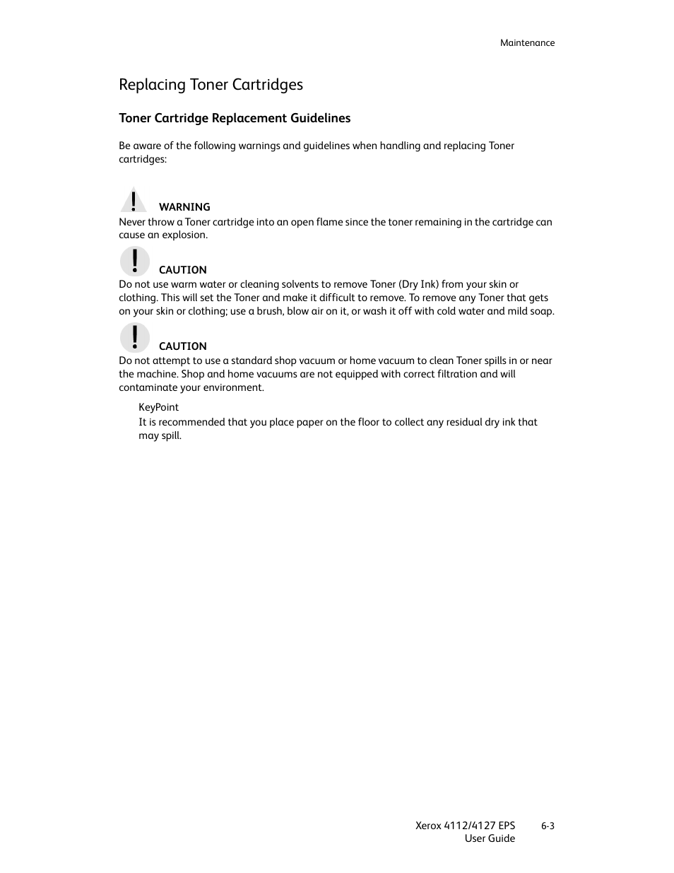 Replacing toner cartridges, Toner cartridge replacement guidelines, Replacing toner cartridges -3 | Toner cartridge replacement guidelines -3 | Xerox 4112-4127 Enterprise Printing System-4612 User Manual | Page 89 / 224