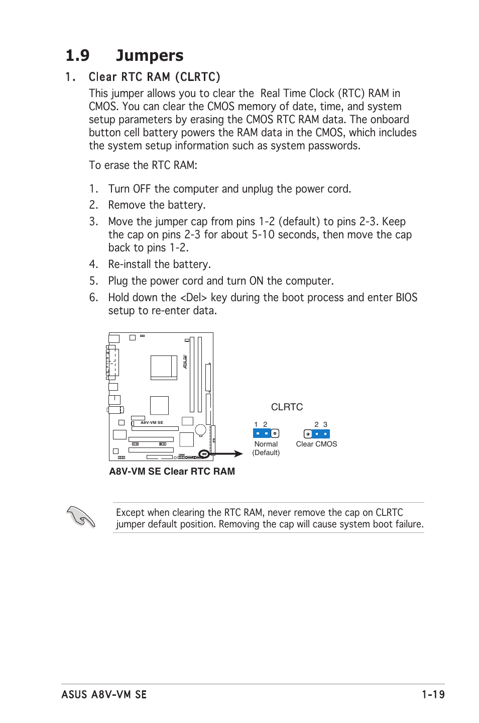 9 jumpers | Asus A8V-VM SE User Manual | Page 31 / 86