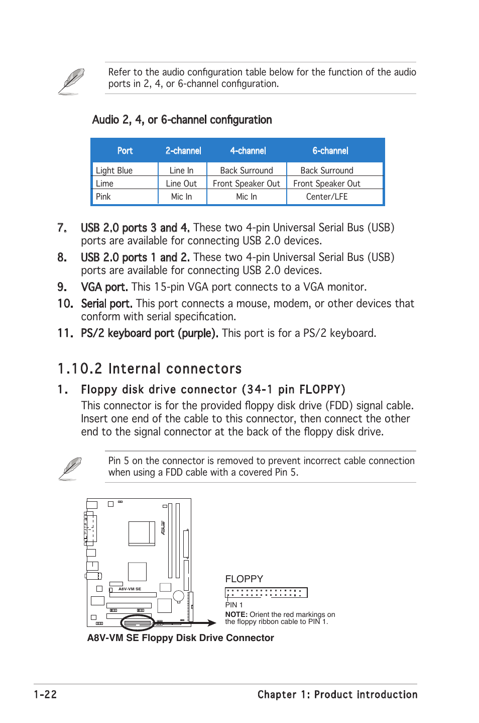 2 internal connectors | Asus A8V-VM SE User Manual | Page 34 / 86