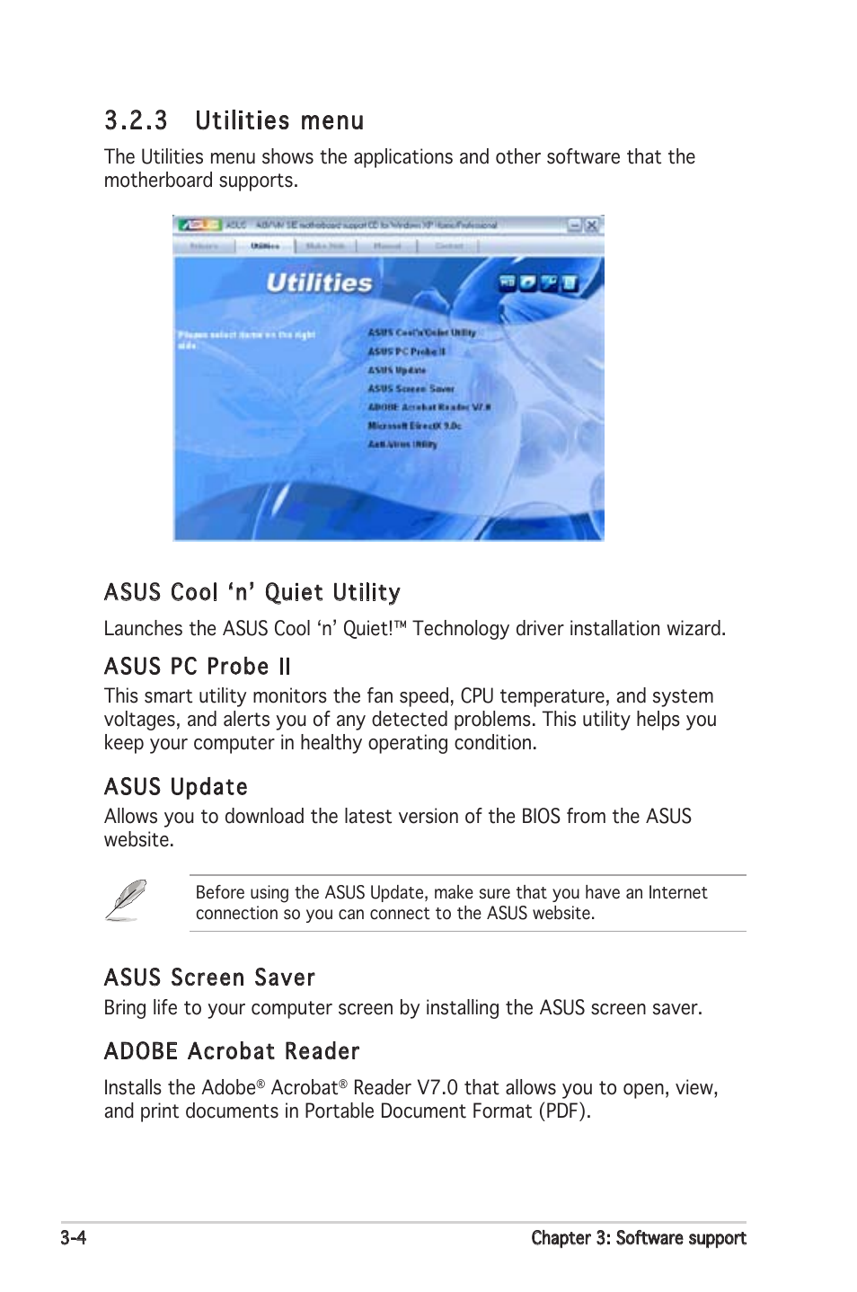 3 utilities menu | Asus A8V-VM SE User Manual | Page 84 / 86