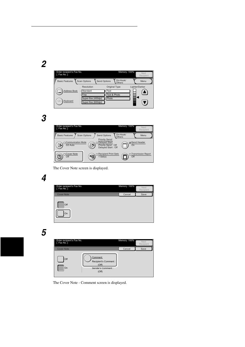 Display the fax screen, Select on | Xerox WorkCentre M24-3946 User Manual | Page 132 / 332