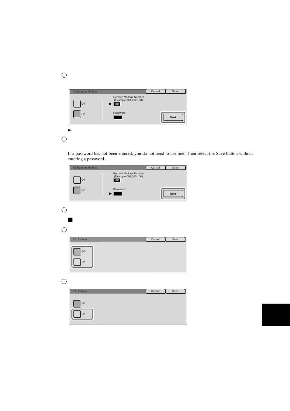 F code, Select on | Xerox WorkCentre M24-3946 User Manual | Page 183 / 332