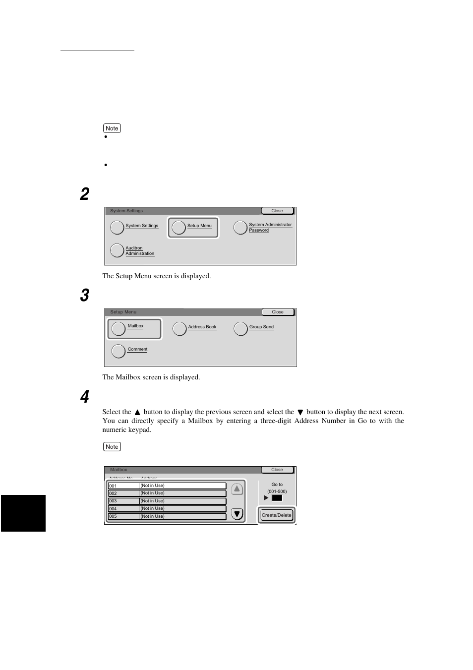 Select setup menu, Select mailbox | Xerox WorkCentre M24-3946 User Manual | Page 198 / 332