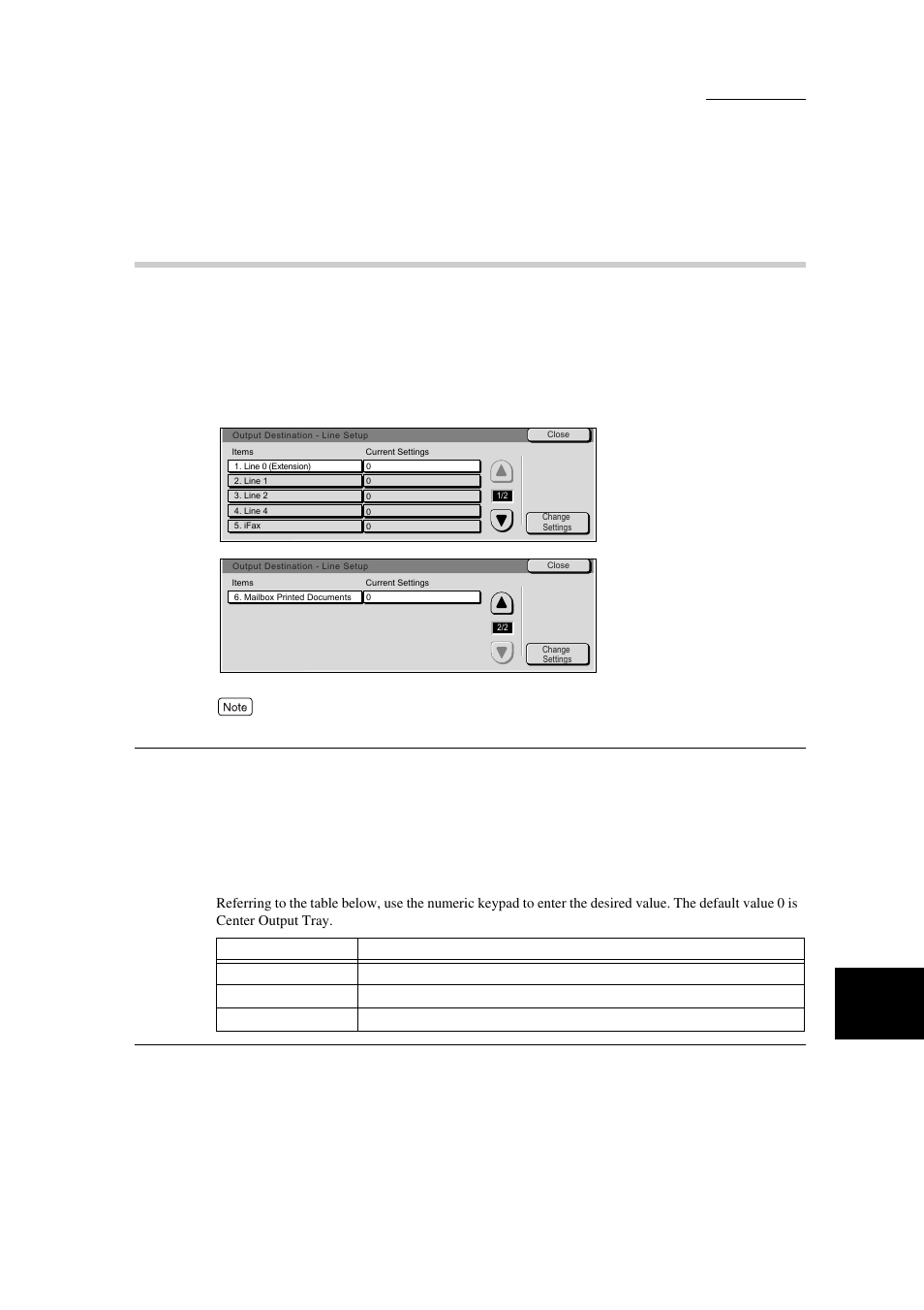 Output destination-line setup, 8 output destination- line setup” (p. 199) | Xerox WorkCentre M24-3946 User Manual | Page 223 / 332