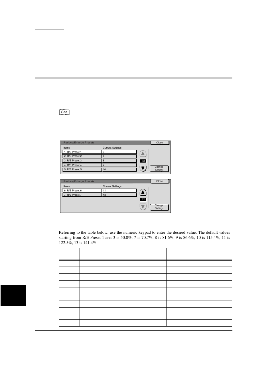 Reduce/enlarge presets, 9 reduce/enlarge presets” (p. 200) | Xerox WorkCentre M24-3946 User Manual | Page 224 / 332