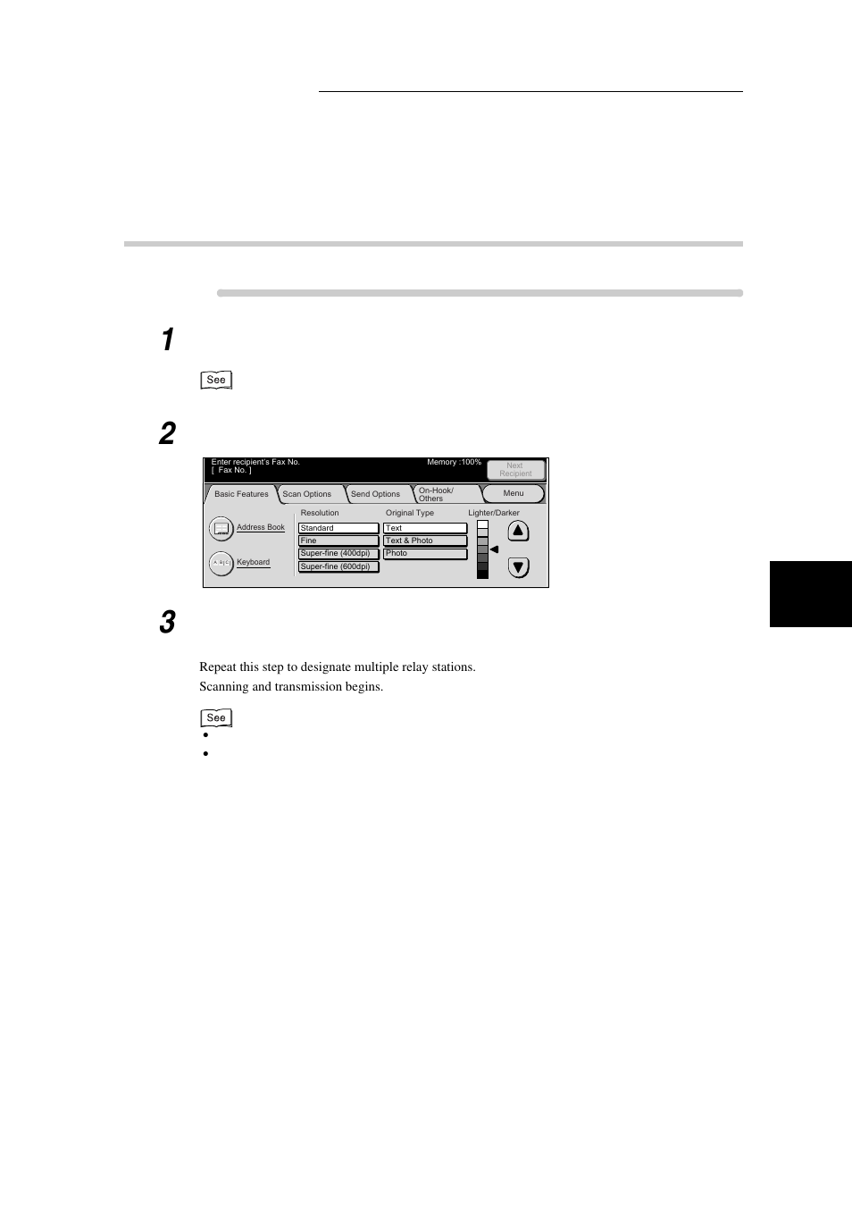 Fax signal method, Procedure, Load documents | Display the fax screen | Xerox WorkCentre M24-3946 User Manual | Page 69 / 332