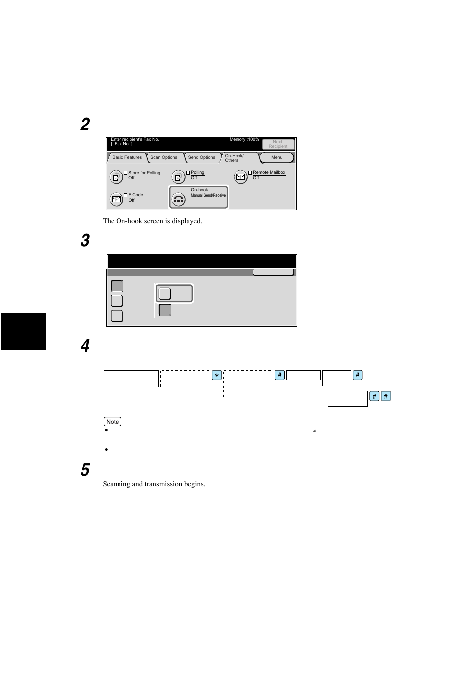 Select manual send, Press start, Broadc ast sen d | Xerox WorkCentre M24-3946 User Manual | Page 82 / 332