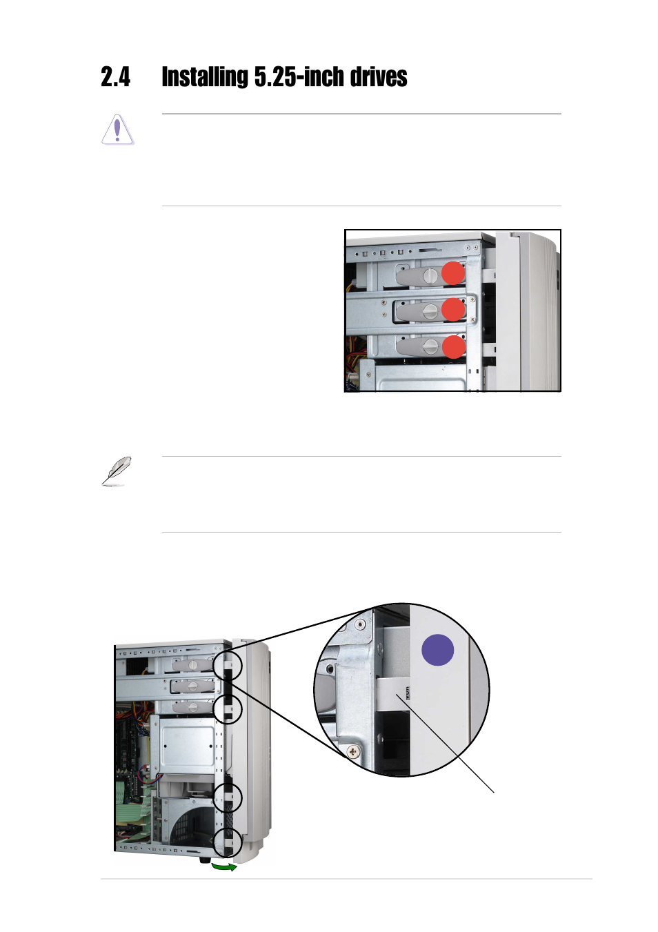 4 installing 5.25-inch drives, 1 removing the front panel assembly | Asus 5U Tower Chassis Kit AK35 User Manual | Page 23 / 46