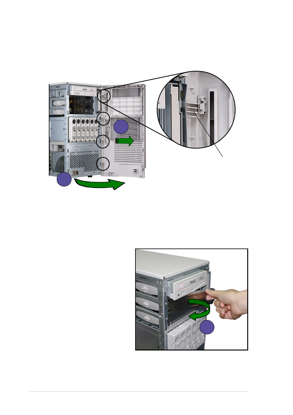 2 installing a 5.25-inch drive | Asus 5U Tower Chassis Kit AK35 User Manual | Page 24 / 46