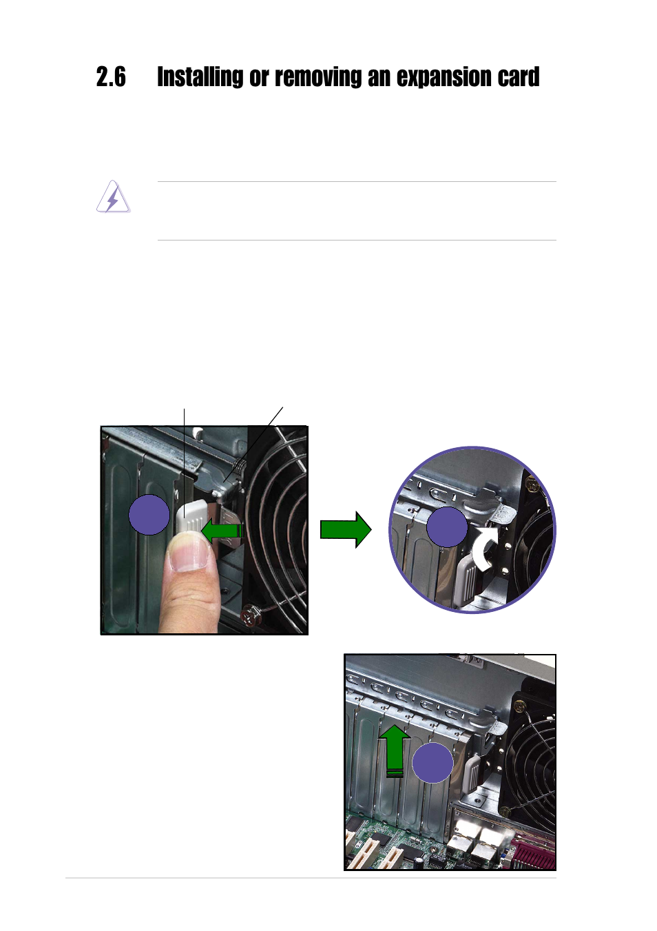 6 installing or removing an expansion card, 1a 1b, 1 installing a standard size expansion card | Asus 5U Tower Chassis Kit AK35 User Manual | Page 32 / 46