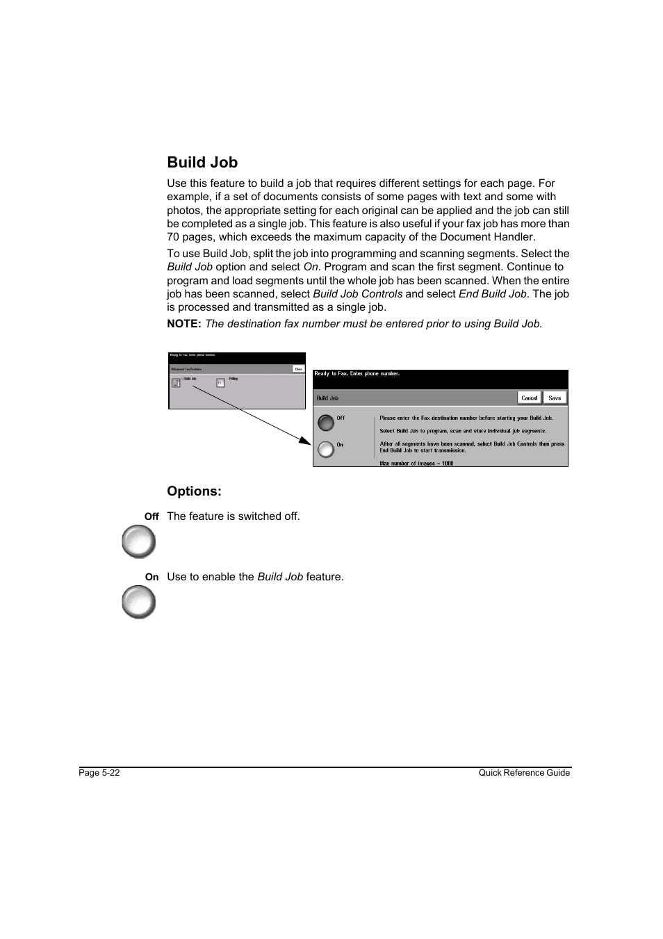 Build job, Options | Xerox WorkCentre M165-M175-3093 User Manual | Page 102 / 196