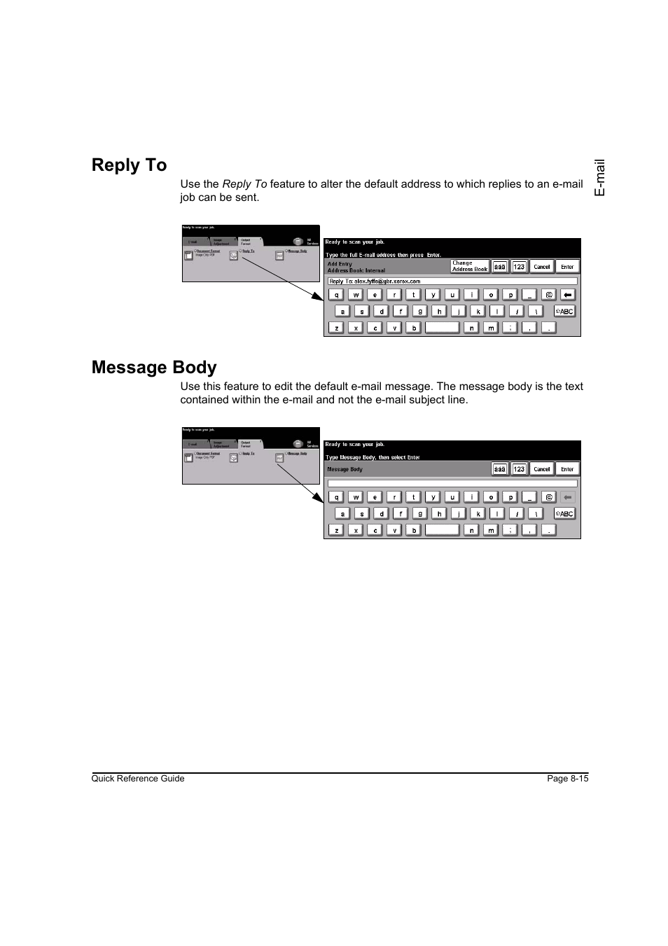 Reply to, Message body, Reply to -15 | Message body -15 | Xerox WorkCentre M165-M175-3093 User Manual | Page 165 / 196