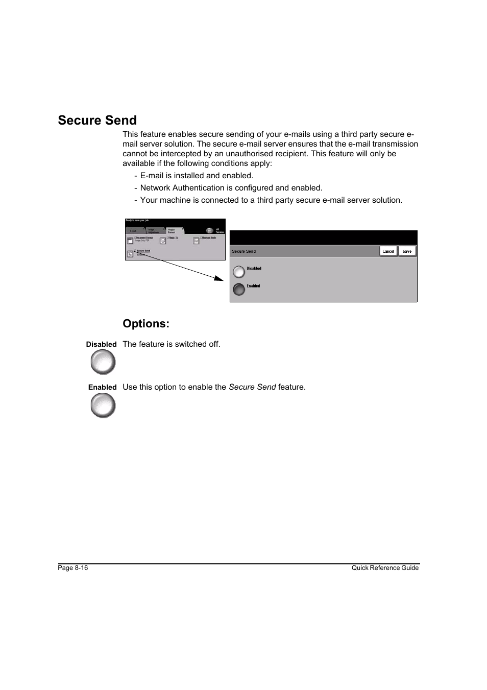 Secure send, Options, Secure send -16 | Xerox WorkCentre M165-M175-3093 User Manual | Page 166 / 196